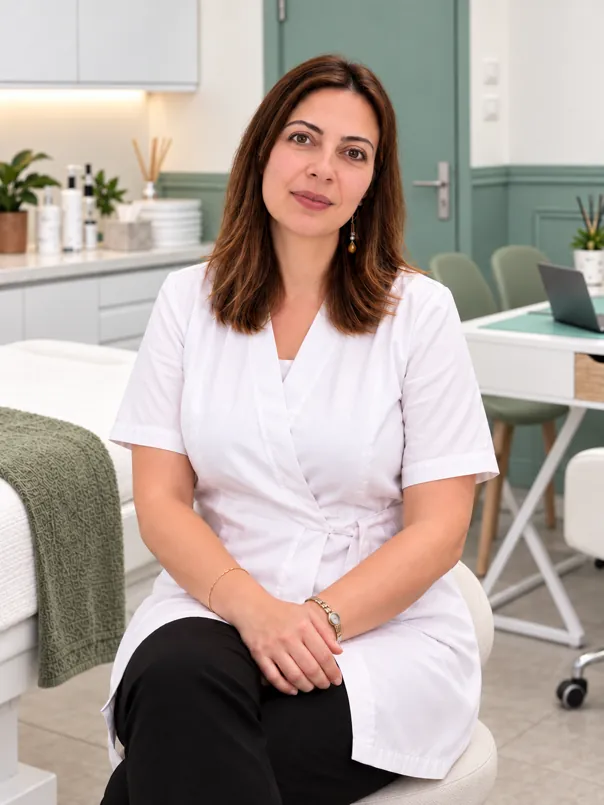 Zeynep, praticienne diplômée du centre DEPILOR à Vénissieux, dans une cabine de soin.
